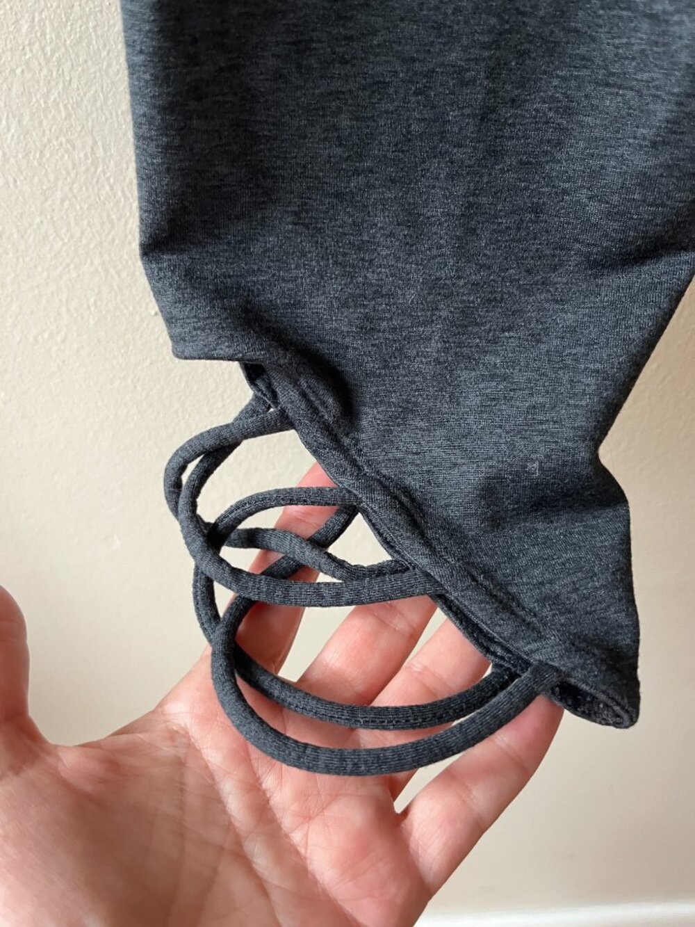 Joy Lab Sz M High Waist Crop Knotted Charcoal Gray Stretch Pull On Leggings - Picture 5 of 6